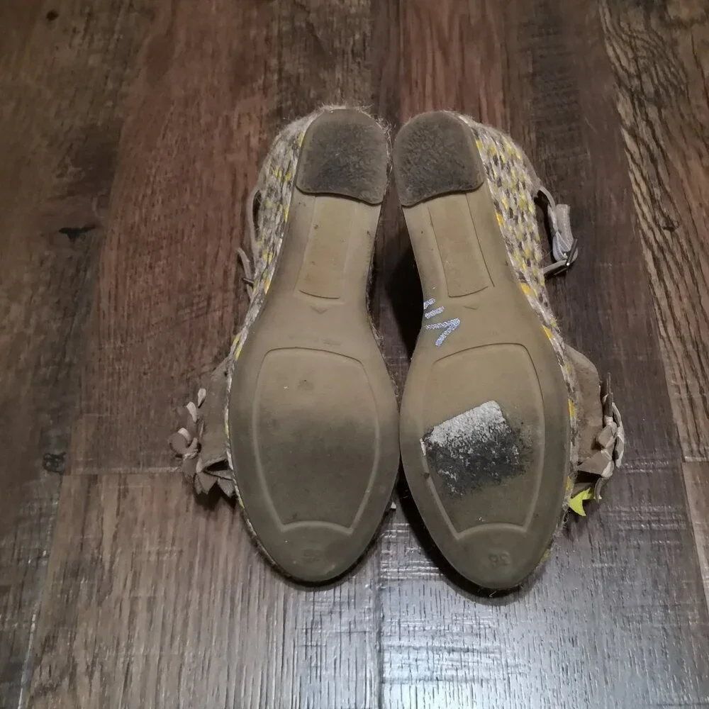 Gaimo Cessy Leather Espadrille Floral Wedge Sandals Ankle‎ Strap EU36/US5.5-6